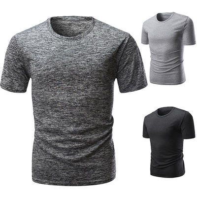 Slim Fit Solid Color Short Sleeve T-Shirt Summer Men Round Neck Tee Casual Top - RELEVAZA