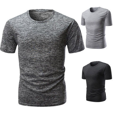 Slim Fit Solid Color Short Sleeve T-Shirt Summer Men Round Neck Tee Casual Top - RELEVAZA
