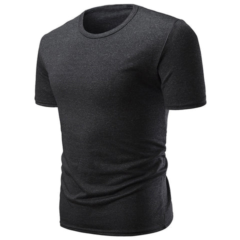 Slim Fit Solid Color Short Sleeve T-Shirt Summer Men Round Neck Tee Casual Top - RELEVAZA