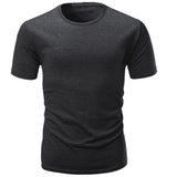 Slim Fit Solid Color Short Sleeve T-Shirt Summer Men Round Neck Tee Casual Top - RELEVAZA