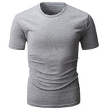 Slim Fit Solid Color Short Sleeve T-Shirt Summer Men Round Neck Tee Casual Top - RELEVAZA