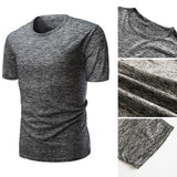 Slim Fit Solid Color Short Sleeve T-Shirt Summer Men Round Neck Tee Casual Top - RELEVAZA