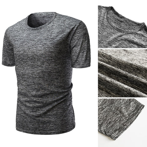 Slim Fit Solid Color Short Sleeve T-Shirt Summer Men Round Neck Tee Casual Top - RELEVAZA