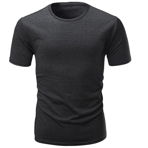 Slim Fit Solid Color Short Sleeve T-Shirt Summer Men Round Neck Tee Casual Top - RELEVAZA