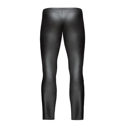 Night Club Sexy Men's Striped Faux Leather Zipper Skinny Long Pants Trousers - RELEVAZA