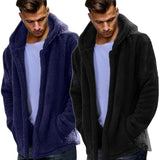 Winter Autumn Long Sleeve Solid Color Hooded Coat Warm Men Casual Outwear - RELEVAZA