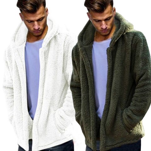 Winter Autumn Long Sleeve Solid Color Hooded Coat Warm Men Casual Outwear - RELEVAZA