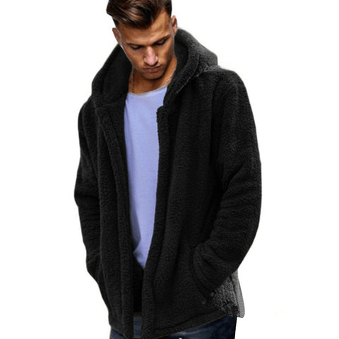 Winter Autumn Long Sleeve Solid Color Hooded Coat Warm Men Casual Outwear - RELEVAZA