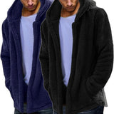 Winter Autumn Long Sleeve Solid Color Hooded Coat Warm Men Casual Outwear - RELEVAZA