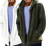 Winter Autumn Long Sleeve Solid Color Hooded Coat Warm Men Casual Outwear - RELEVAZA