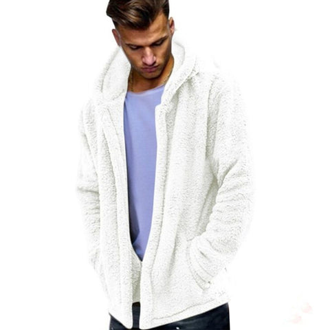 Winter Autumn Long Sleeve Solid Color Hooded Coat Warm Men Casual Outwear - RELEVAZA