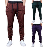 Sports Men Joggers Harem Pants Pockets Sweatpants Drawstring Waist Long Trousers - RELEVAZA