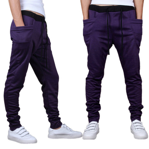 Sports Men Joggers Harem Pants Pockets Sweatpants Drawstring Waist Long Trousers - RELEVAZA