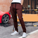 Sports Men Joggers Harem Pants Pockets Sweatpants Drawstring Waist Long Trousers - RELEVAZA
