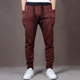 Sports Men Joggers Harem Pants Pockets Sweatpants Drawstring Waist Long Trousers - RELEVAZA