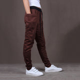 Sports Men Joggers Harem Pants Pockets Sweatpants Drawstring Waist Long Trousers - RELEVAZA