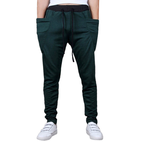 Sports Men Joggers Harem Pants Pockets Sweatpants Drawstring Waist Long Trousers - RELEVAZA
