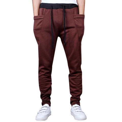 Sports Men Joggers Harem Pants Pockets Sweatpants Drawstring Waist Long Trousers - RELEVAZA