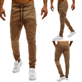 Men Casual Solid Color Sweatpants Jogger Trousers Fitness Sports Long Pants - RELEVAZA