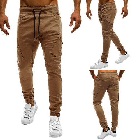 Men Casual Solid Color Sweatpants Jogger Trousers Fitness Sports Long Pants - RELEVAZA