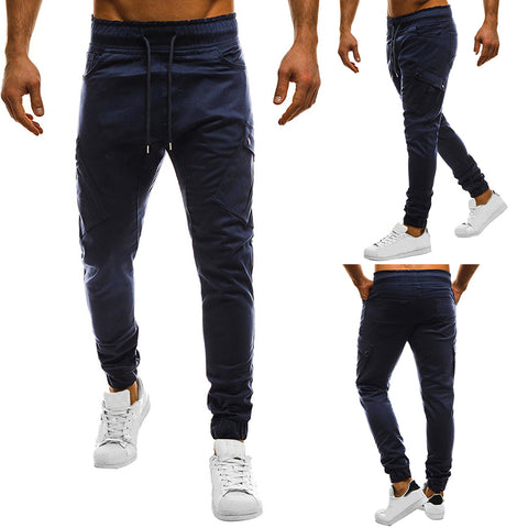 Men Casual Solid Color Sweatpants Jogger Trousers Fitness Sports Long Pants - RELEVAZA