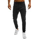 Men Casual Solid Color Sweatpants Jogger Trousers Fitness Sports Long Pants - RELEVAZA