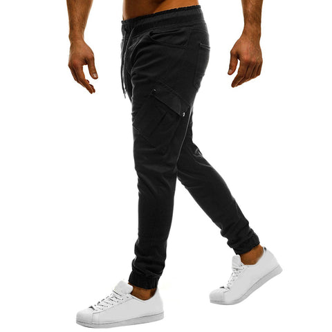 Men Casual Solid Color Sweatpants Jogger Trousers Fitness Sports Long Pants - RELEVAZA