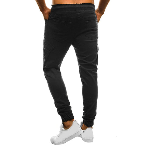 Men Casual Solid Color Sweatpants Jogger Trousers Fitness Sports Long Pants - RELEVAZA