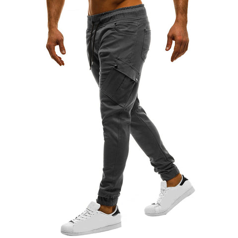 Men Casual Solid Color Sweatpants Jogger Trousers Fitness Sports Long Pants - RELEVAZA
