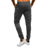 Men Casual Solid Color Sweatpants Jogger Trousers Fitness Sports Long Pants - RELEVAZA