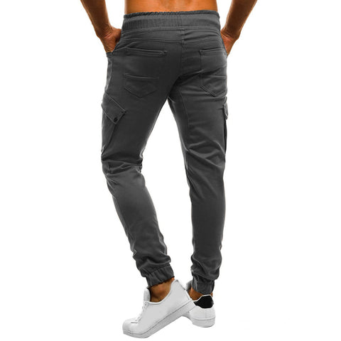Men Casual Solid Color Sweatpants Jogger Trousers Fitness Sports Long Pants - RELEVAZA