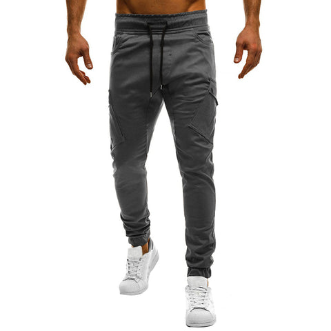 Men Casual Solid Color Sweatpants Jogger Trousers Fitness Sports Long Pants - RELEVAZA