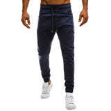 Men Casual Solid Color Sweatpants Jogger Trousers Fitness Sports Long Pants - RELEVAZA