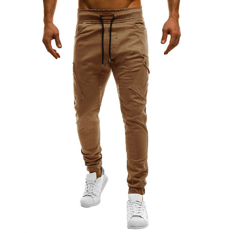 Men Casual Solid Color Sweatpants Jogger Trousers Fitness Sports Long Pants - RELEVAZA