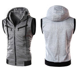 Men's Fashion Sports Drawstring Hooded Zipper Slim Fit Vest Waistcoat Outerwear - RELEVAZA