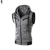 Men's Fashion Sports Drawstring Hooded Zipper Slim Fit Vest Waistcoat Outerwear - RELEVAZA