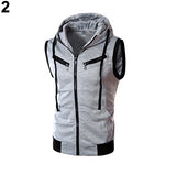 Men's Fashion Sports Drawstring Hooded Zipper Slim Fit Vest Waistcoat Outerwear - RELEVAZA