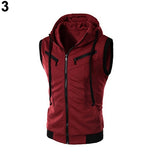 Men's Fashion Sports Drawstring Hooded Zipper Slim Fit Vest Waistcoat Outerwear - RELEVAZA