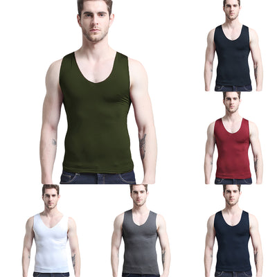 Warm Slim Fit Casual Top Solid Color Sleeveless V Neck Men Spring Autumn Vest - RELEVAZA