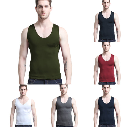 Warm Slim Fit Casual Top Solid Color Sleeveless V Neck Men Spring Autumn Vest - RELEVAZA