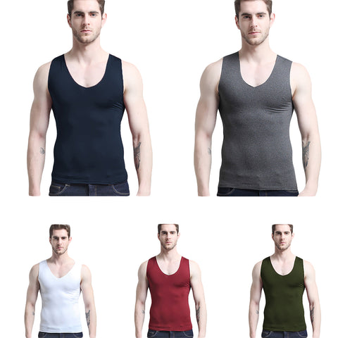 Warm Slim Fit Casual Top Solid Color Sleeveless V Neck Men Spring Autumn Vest - RELEVAZA