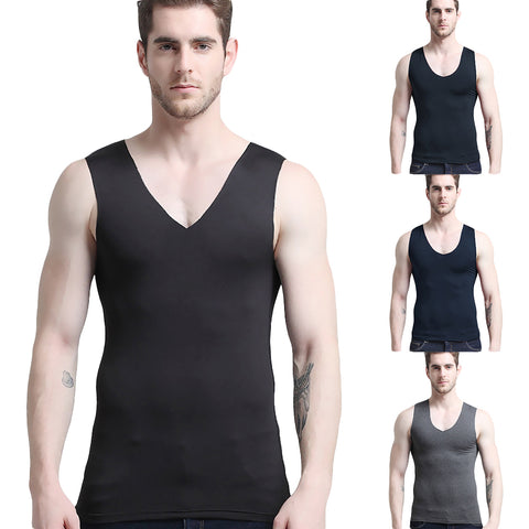 Warm Slim Fit Casual Top Solid Color Sleeveless V Neck Men Spring Autumn Vest - RELEVAZA