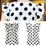 Fashion Women Polka Dots Casual Chiffon Blouse Short Sleeve T-shirt Summer Tops - RELEVAZA