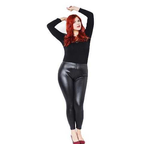 Women Faux Leather Stretch Skinny Pants Leggings Plus Size Slim Fashion Trousers - RELEVAZA