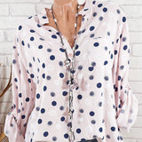 Leisure Dots Printed Loose Roll Up Sleeve Summer Women Blouse Breathable Shirt - RELEVAZA