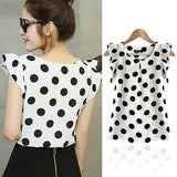 Fashion Women Polka Dots Casual Chiffon Blouse Short Sleeve T-shirt Summer Tops - RELEVAZA