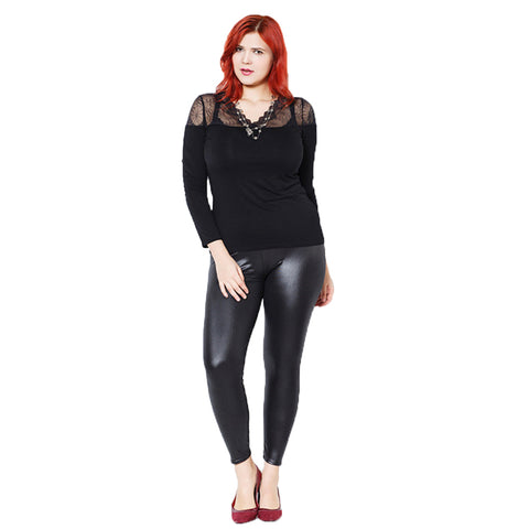 Women Faux Leather Stretch Skinny Pants Leggings Plus Size Slim Fashion Trousers - RELEVAZA