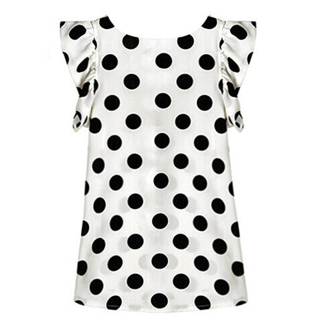 Fashion Women Polka Dots Casual Chiffon Blouse Short Sleeve T-shirt Summer Tops - RELEVAZA