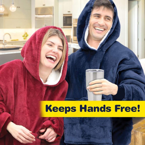 Huggle Hoodie Woman Hoodie Indoor Soft and Warmft One Size Extra Large Hood Soft Plush Blanket Outdoor Wool Hoodie - RELEVAZA