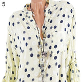 Leisure Dots Printed Loose Roll Up Sleeve Summer Women Blouse Breathable Shirt - RELEVAZA